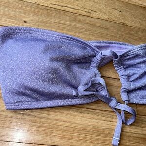 Lilac Purple Sparkle Bikini Top Bandeau Tie